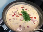 Garnelennudeln in cremiger Käsesauce