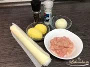 Blätterteiggebäck mit Hähnchen und Kartoffeln